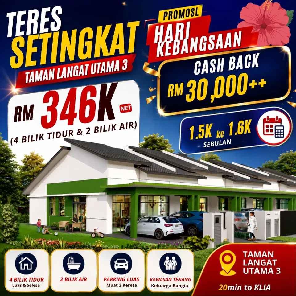Langat Utama | Teres 1 Tgkt | RM346k