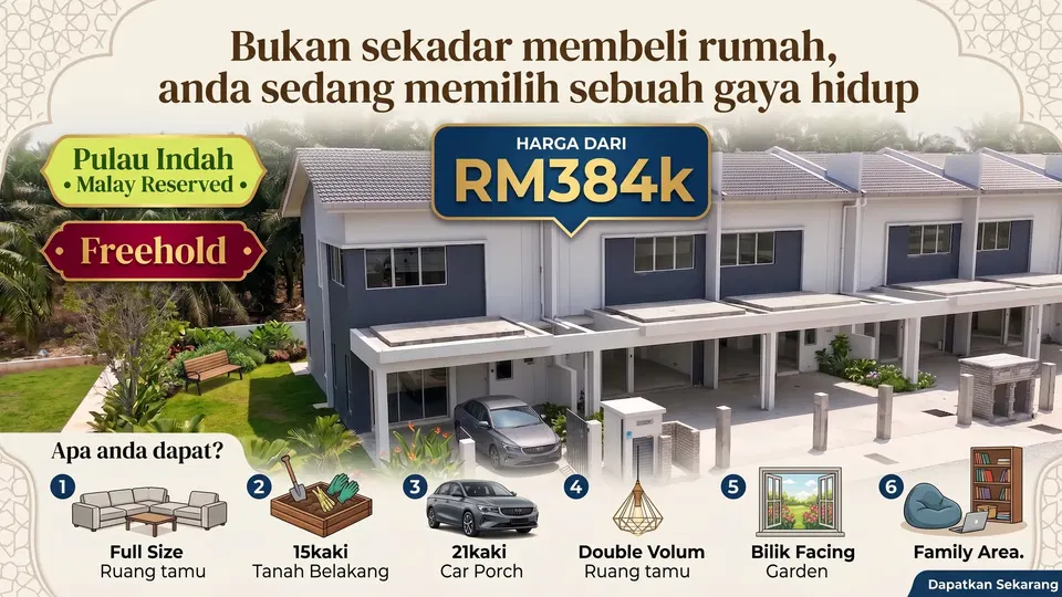 Pulau Indah | Teres 2 Tgkt | RM384k