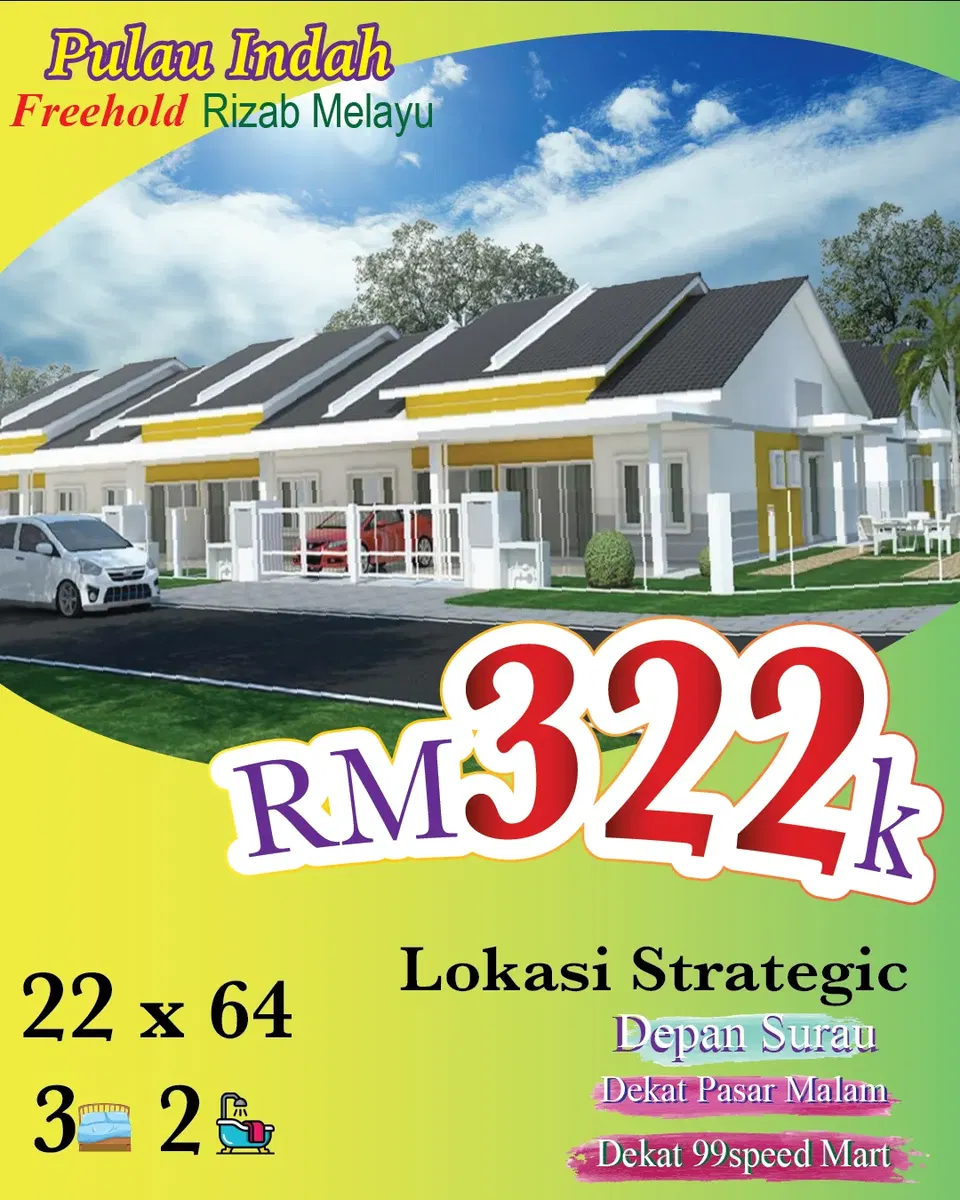 Pulau Indah | Teres 1 Tgkt | RM322k